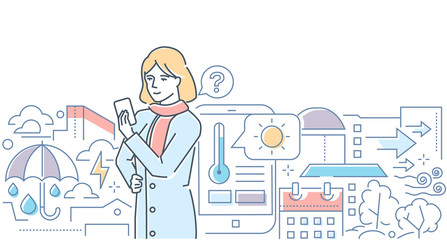 Weather - modern line design style web banner