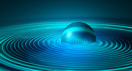 abstract 3d water droplet with ripples graphic