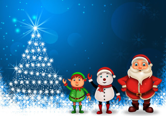   Merry Christmas happy christmas,santa with rendeer cheerful,Santa Claus and elvis in Christmas snow scene
