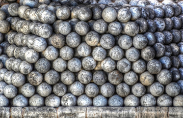 A big pile of canon balls