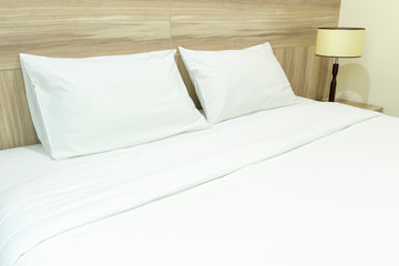 White pillows on a bed Comfortable soft pillows on the bed