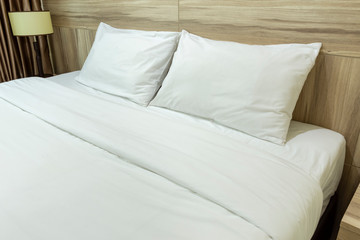 White pillows on a bed Comfortable soft pillows on the bed