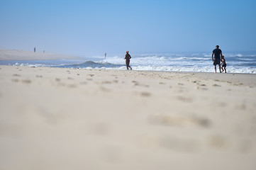 Sunny day scene at the beach on the shoreline of Atlantic Ocean