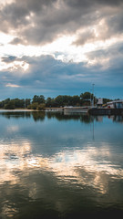 Smartphone HD wallpaper of beautiful reflections at sunset near Plattling - Isar - Bavaria - Germany