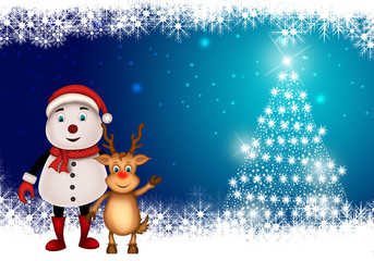  Merry Christmas happy christmas,santa with rendeer cheerful,Santa Claus and elvis in Christmas snow scene
