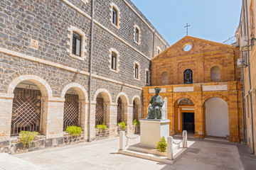 Statue of Saint Peter at St Peter church in the town of Tiberias Galilee Northern, Israel.