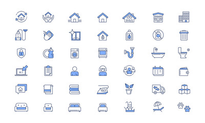 Cleaning services Vector line icon set