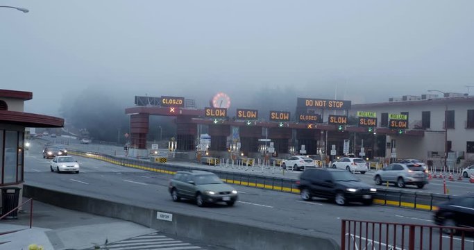 Toll road booths to cross the Golden Gate Bridge