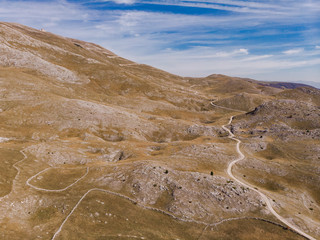 Rolling hills in rural Bosnia, aerial drone view