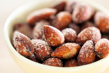 Salted almonds in a bowl