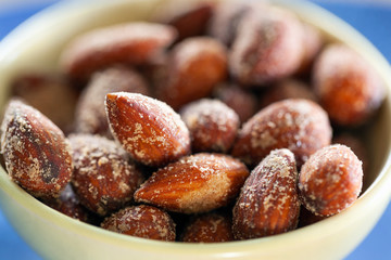 Salted almonds in a bowl