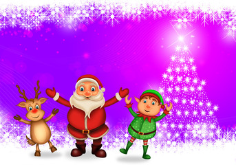  Merry Christmas happy christmas,santa with rendeer cheerful,Santa Claus and elvis in Christmas snow scene
