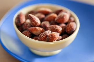 Salted almonds in a bowl