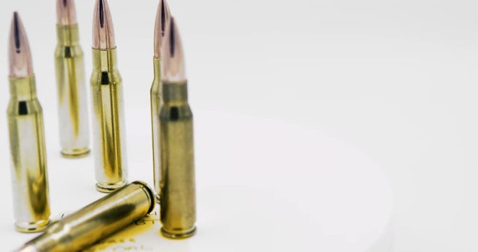 Rifle bullets with pull focus with copy space