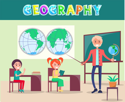 Geography Lesson Poster with Smiling Characters
