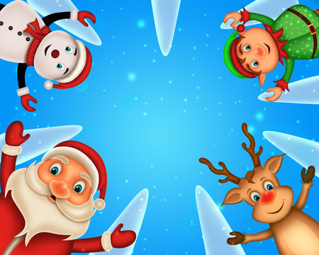 Merry Christmas happy christmas,santa with rendeer cheerful,Santa Claus and elvis in Christmas snow scene

