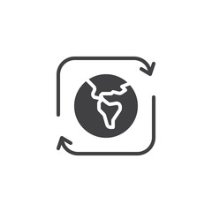 Globe recycle vector icon. filled flat sign for mobile concept and web design. Earth eco recycle arrows simple solid icon. Symbol, logo illustration. Pixel perfect vector graphics