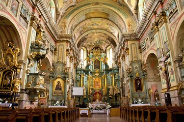 Fototapeta na wymiar The interior of a Catholic church without parishioners