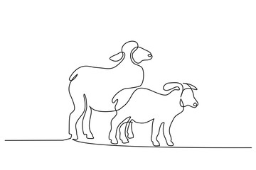 Continuous one line drawing. Sheep in modern minimalistic style. Vector illustration