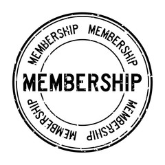 Grunge black membership word round rubber seal stamp on white background