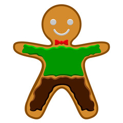 Isolated happy christmas gingerbread cookie. Vector illustration design
