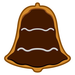 Christmas bell gingerbread cookie. Vector illustration design