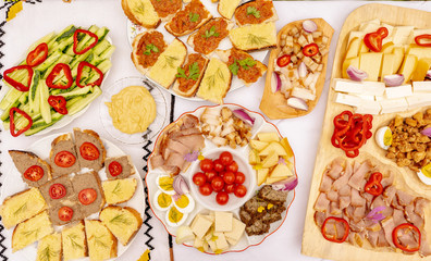 Homemade moldavian food platters brunch