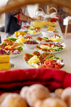Romanian and Moldavian traditional food table