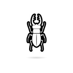Stag beetle icon or logo, deer beetle 