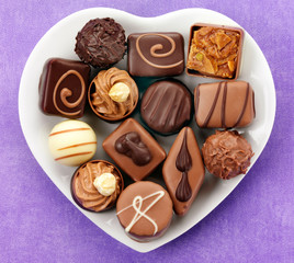 BELGIAN CHOCOLATE IN HEART SHAPED DISH