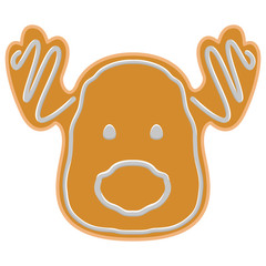 Obraz premium Christmas moose gingerbread cookie. Vector illustration design