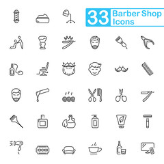 Black barbershop outline icons