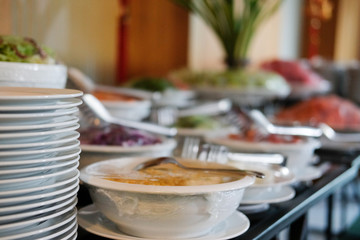vegetable food buffet catering in restaurant hotel. eating dining in banquet