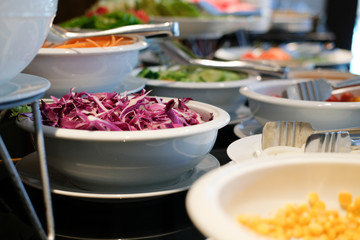 vegetable food buffet catering in restaurant hotel. eating dining in banquet