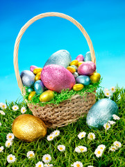 CHOCOLATE EGGS IN BASKET