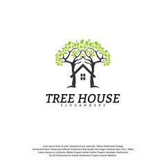 Tree House logo vector template. Leaf House logo