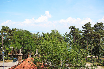 Obraz premium Balaton Hungary European big lake Tihany city view 2018 summer travel tourism photos