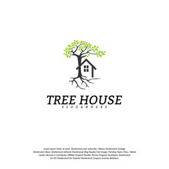 Fototapeta premium Tree House logo vector template. Leaf House logo