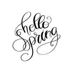 Hello Spring Quote Isolated On A White Background Hand Drawn Illustration