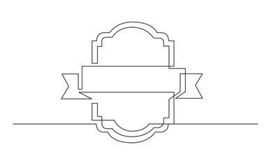 continuous line drawing of ribbon prize label