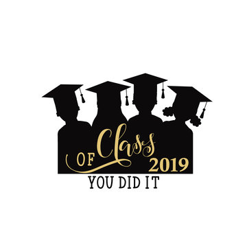 vector illustration of a graduating class in 2019. Graphics elements for t-shirts, and the idea for the badge or sign