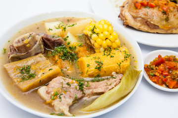 Traditional Colombian soup from the region of Santander called puchero