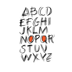 Hand drawn letters. Vector handwritten brush script, calligraphy alphabet on white background.