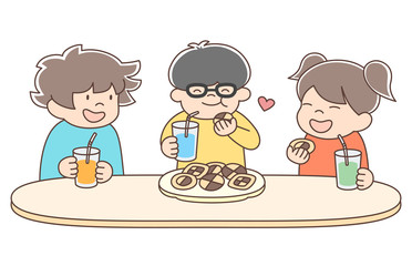 おやつ_幼児園児3人