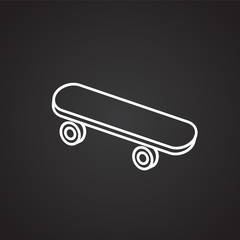 Skateboard thin line on black background icon