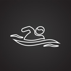 Swimming thin line on black background icon