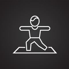 Yoga asan thin line on black background icon