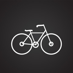 Cycling bicycle thin line on black background icon