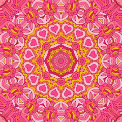 Tribal indian ethnic seamless design. Festive colorful mandala pattern