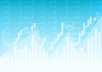 Vector : Business graph with stock board on blue background